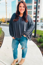 Load image into Gallery viewer, Casual Chic Charcoal V Neck Yoke Modal Knit Top