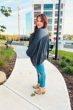 Load image into Gallery viewer, Casual Chic Charcoal V Neck Yoke Modal Knit Top