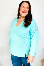 Load image into Gallery viewer, Eyes On You Seafoam Mineral Wash Rib Notch Neck Pocket Top
