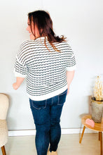Load image into Gallery viewer, You've Got This Ivory & Black Wavy Stripe Pattern Sweater Top