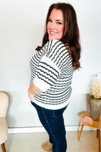Load image into Gallery viewer, You've Got This Ivory & Black Wavy Stripe Pattern Sweater Top