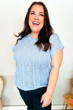 Load image into Gallery viewer, The Perfect Find Sky Blue Dolman Short Sleeve Crochet Sweater Top