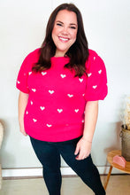 Load image into Gallery viewer, Be Mine Pink & White Heart Oversized Jacquard Sweater