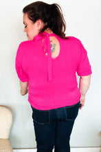 Load image into Gallery viewer, Pretty In Pink Mock Neck With Back Ribbon Bow Tie Sweater Top