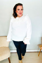 Load image into Gallery viewer, Eyes On You Ivory Ribbon Tie Bow Square Neck Ruffle Bubble Sleeve Blouse
