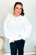 Load image into Gallery viewer, Eyes On You Ivory Ribbon Tie Bow Square Neck Ruffle Bubble Sleeve Blouse