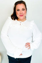 Load image into Gallery viewer, Eyes On You Ivory Ribbon Tie Bow Square Neck Ruffle Bubble Sleeve Blouse