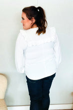 Load image into Gallery viewer, Eyes On You Ivory Ribbon Tie Bow Square Neck Ruffle Bubble Sleeve Blouse