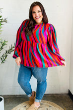 Load image into Gallery viewer, Rust & Berry Abstract Print Babydoll Air Flow Woven Top