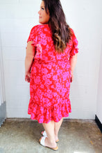 Load image into Gallery viewer, Remember Me Red & Pink Floral Print Smocked Waist Midi Dress