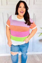 Load image into Gallery viewer, Get Started Lavender & Orange Stripe Jacquard Sweater Top