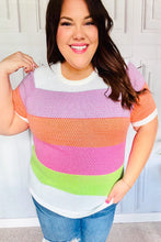 Load image into Gallery viewer, Get Started Lavender & Orange Stripe Jacquard Sweater Top