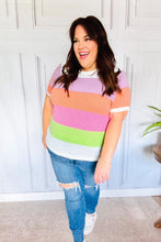 Load image into Gallery viewer, Get Started Lavender & Orange Stripe Jacquard Sweater Top