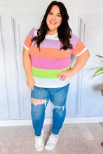 Load image into Gallery viewer, Get Started Lavender & Orange Stripe Jacquard Sweater Top