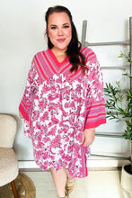 Load image into Gallery viewer, Let's Meet Up Red & Pink Paisley Drop Shoulder Kimono Dress