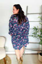 Load image into Gallery viewer, Feeling Joyful Navy Floral Bow Tie Babydoll Long Ruffle Sleeve Dress