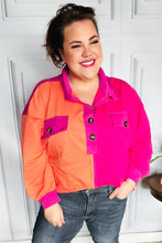 Load image into Gallery viewer, Feeling Bold Orange & Fuchsia Color Block Button Down Top