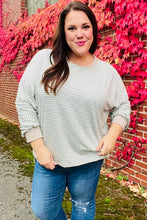 Load image into Gallery viewer, Spread Joy Grey & Ivory Striped Oversized Top