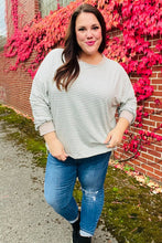 Load image into Gallery viewer, Spread Joy Grey & Ivory Striped Oversized Top