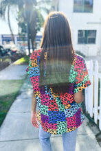 Load image into Gallery viewer, Dazzle in Multicolor Animal Patchwork V Neck Dolman Cap Sleeve Top