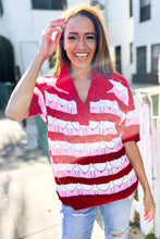 Load image into Gallery viewer, Sweetheart Ready Pointelle Collared Notch Neck Sweater