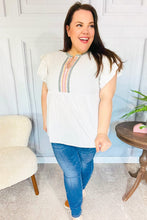 Load image into Gallery viewer, Weekend Ready Taupe Embroidered Notched Neck Babydoll Top