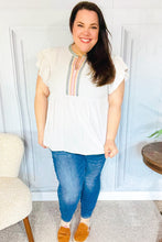 Load image into Gallery viewer, Weekend Ready Taupe Embroidered Notched Neck Babydoll Top