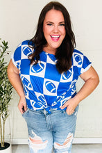 Load image into Gallery viewer, Turn Up The Volume Blue Football Checker Print Top