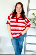 Load image into Gallery viewer, Sweetheart Ready Pointelle Collared Notch Neck Sweater