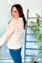 Load image into Gallery viewer, Embrace Joy Beige & Ivory Collar Stripe Bow Tie Terry Top