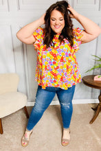 Load image into Gallery viewer, Flower Power Ivory & Red Floral Mock Neck Flutter Sleeve Top