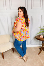 Load image into Gallery viewer, Flower Power Ivory & Red Floral Mock Neck Flutter Sleeve Top