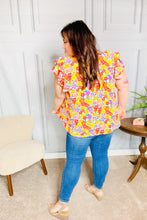 Load image into Gallery viewer, Flower Power Ivory & Red Floral Mock Neck Flutter Sleeve Top