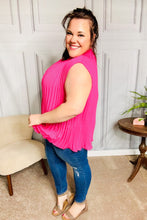 Load image into Gallery viewer, Sweet New Days Fuchsia Smocked Neck Pleated Sleeveless Top