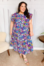 Load image into Gallery viewer, Just A Dream Navy Floral Smocked Ruffle Sleeve Maxi Dress