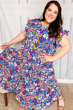 Load image into Gallery viewer, Just A Dream Navy Floral Smocked Ruffle Sleeve Maxi Dress