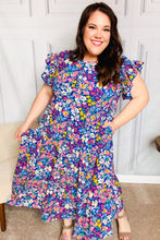 Load image into Gallery viewer, Just A Dream Navy Floral Smocked Ruffle Sleeve Maxi Dress