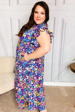 Load image into Gallery viewer, Just A Dream Navy Floral Smocked Ruffle Sleeve Maxi Dress