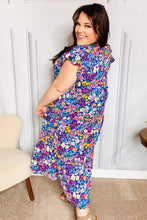 Load image into Gallery viewer, Just A Dream Navy Floral Smocked Ruffle Sleeve Maxi Dress