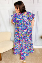 Load image into Gallery viewer, Just A Dream Navy Floral Smocked Ruffle Sleeve Maxi Dress