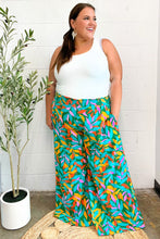 Load image into Gallery viewer, Summer Vibes Green & Orange Abstract Print Smocked Palazzo Pants