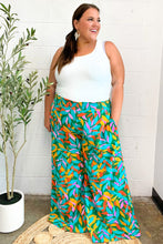 Load image into Gallery viewer, Summer Vibes Green & Orange Abstract Print Smocked Palazzo Pants
