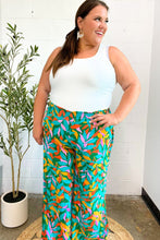 Load image into Gallery viewer, Summer Vibes Green & Orange Abstract Print Smocked Palazzo Pants