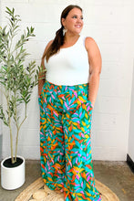 Load image into Gallery viewer, Summer Vibes Green & Orange Abstract Print Smocked Palazzo Pants