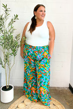 Load image into Gallery viewer, Summer Vibes Green & Orange Abstract Print Smocked Palazzo Pants