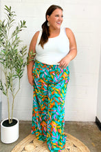 Load image into Gallery viewer, Summer Vibes Green & Orange Abstract Print Smocked Palazzo Pants