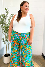 Load image into Gallery viewer, Summer Vibes Green & Orange Abstract Print Smocked Palazzo Pants