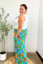 Load image into Gallery viewer, Summer Vibes Green & Orange Abstract Print Smocked Palazzo Pants