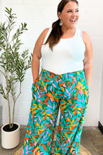 Load image into Gallery viewer, Summer Vibes Green & Orange Abstract Print Smocked Palazzo Pants
