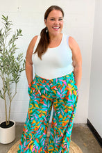 Load image into Gallery viewer, Summer Vibes Green & Orange Abstract Print Smocked Palazzo Pants